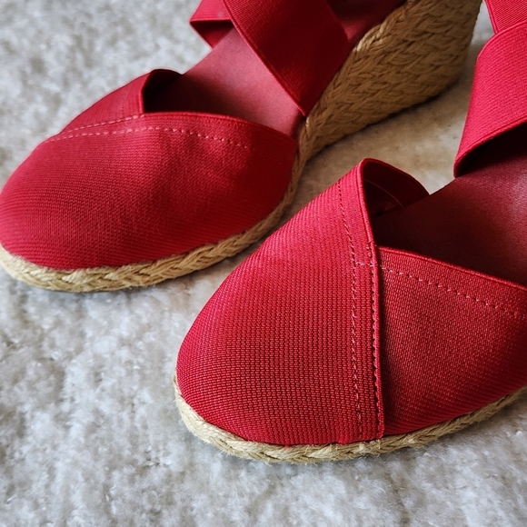 Ralph lauren platform close toe wedge espadrile color red size 9 - Picture 3 of 7